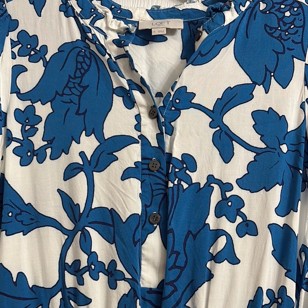 Loft Blue Floral Women's Dress - Picture 2 of 4